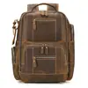 Mochila Masculina, Mochila de Couro Crazy Horse, Bolsa Escolar de Couro Bovino, Mochila de Grande Capacidade, Bolsa de Viagem, Bolsa de Ombro Masculina para Negócios