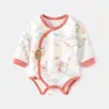 Macacão de Bebê Primavera e Outono Macacão Triângulo de Bebê Algodão Puro Recém-Nascido Manga Longa Peça Única Sem Costura Classe a Roupa de Rastejar