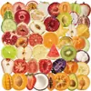 50 pegatinas de frutas de dibujos animados, material transparente impermeable para journaling, decoración de teléfono y equipaje
