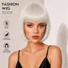 Perucas Cosplay Europeias e Americanas para Mulheres, Perucas Coloridas Bob Cabelo Curto Liso, Conjunto de Perucas com Franja Anime de Halloween