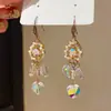 Brincos Gancho Estilo Luxo Leve com Cristal Zircônia em Formato de Gota d'Água e Coração, Brincos Estilo Palácio Retrô, Brincos Elegantes de Nicho de Alta Qualidade para Mulheres