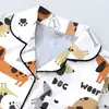 Cardigan Cruzado Europeu e Americano de Seda Leiteira Pijama Estampado de Cor Clara para Mulheres Conjunto de Roupa de Casa Casual Respirável com Shorts de Manga Curta