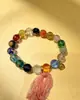 Pulseira de 18 contas de cinzas de incenso e vidro com folha de ouro e cinzas de incenso, uma pulseira de 18 contas para boa sorte e proteção contra energia negativa, produto cultural e criativo da Área Cênica de Lingyin