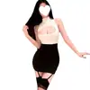 Uniforme de Secretária Sedutor e Sexy Estilo Puro Desejo Sem Tirar Ajustado ao Corpo, Camisola Tentação para Seios Pequenos, Saia Bodycon com Recortes, Conjunto Paixão