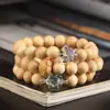 Pulsera de Madera de Boj 1.0 cm Pulsera de Círculo Único Accesorios DIY Envuelto Alrededor del Dedo Pulsera de Hilo de Madera Blanda Cuentas de Rosario para Jugar con Cuentas Budistas