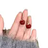 Pendientes Retro Ankora Rojo Goteo Glaseado Fruta de la Paz Otoño e Invierno Nuevos Pendientes de Navidad Moda de Gama Alta Pendientes Versátiles