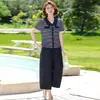 Conjunto de Roupa de Verão para Mãe 2026 Novo Estilo Meia-Idade e Idosos Verão Manga Curta Camiseta Top de Seda Gelada Conjunto Casual de Duas Peças para Mulheres