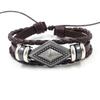 Pulsera de cuero de vaca tejida simple retro europea y americana suministro transfronterizo diy rombo geométrico pulsera de cuero para hombre pulsera pulsera