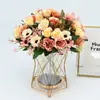 10 Flores de Crisantemo Rosa Rosa Artificial Margarita Estilo Europeo Arreglo Floral Decoración del Hogar Exhibición de Mesa Flor
