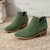 Botas femininas de salto grosso com zíper traseiro, moda atacado tamanho grande, botinhas femininas em estoque, sapatos femininos estilo europeu e americano