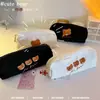 Estuche de Papelería para Lápices Bordado de Oso Suave y Lindo Estilo Japonés con Gran Capacidad, Estuche Simple de Color Puro Lindo y Atractivo para Estudiantes