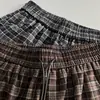 Pantalones casuales de cuadros retro con cordones, nuevos pantalones cortos de otoño, pantalones holgados versátiles de cintura elástica para mujer, estilo coreano para el día a día
