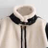 Para Aliexpress Popular Exportación Transfronteriza Estilo Europeo y Americano Ropa de Mujer Chaqueta de una Pieza de Piel de Cordero Empalmada