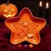 Plato de Cerámica con Estrella de Cinco Puntas y Murciélago en Relieve para Halloween, Venta Caliente Transfronteriza, Decoraciones para Fiestas, Plato de Cerámica para Dulces y Galletas
