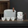 Conjunto de Chá Kung Fu de Viagem Bule de Chá de Vidro Xícara de Chá Bolsa Portátil Xícara Rápida de Cerâmica Outdoor Uma Panela Três Copos
