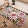 Alfombra de Piso para Baño con Flor de Pintura al Óleo 3D, Alfombra de Piso Absorbente de Agua de Lodo Diatomeas, Alfombra de Piso Resistente al Desgaste Antideslizante para el Hogar, Dropshipping