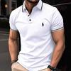 2026 Nueva Moda Camisa de Botones Transfronteriza Moda Masculina Europea y Americana Corte Ajustado Camiseta Polo de Bloques de Color para Hombre