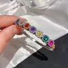 ¡Pulsera apilada de diamantes de colores! Pulsera de calabaza con circonita chapada en oro real, joyería de diseño niche estilo ins coreano para mujer
