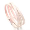 Suministro transfronterizo de pulsera multicapa de cuero PU con polvo brillante de color nuevo, pulsera para mujer, joyería japonesa y coreana, lote mixto de 7 colores