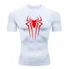 Teum Export Camiseta Masculina com Estampa de Aranha Secagem Rápida Compressão Manga Curta Y2K Camada Base para Corrida Treinamento Físico Macacão