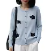 Cárdigan de punto bordado dulce y suave para mujer, nueva colección de otoño, cuello redondo, holgado, chaqueta ligera, suéter exterior