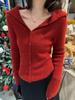Elegante Suéter com Lapela para Mulheres Moda Outono/Inverno 2026 Top Fashionável Estiloso com Design Retrô Malha Slim Fit Camada Interna
