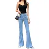 Calça Jeans Flare Preta para Mulheres, Novo Design Popular Primavera/Verão 2026, Corte Justo, Calça Bootcut Comprida
