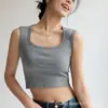Camisola Branca para Mulheres, Novo Estilo de Verão, Alças Largas nos Ombros, Costas Nadador, Sem Mangas, Top com Decote Quadrado