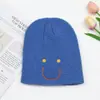Popular Gorro de Punto Infantil de Color Sólido con Cara Sonriente, Versátil Gorro de Lana Grueso Cálido Suave de Invierno que Protege las Orejas