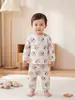 Conjunto de ropa de otoño para niños, conjunto suave de dos piezas de algodón para bebé, ropa interior para bebé de niños y niñas, conjunto de dos piezas térmico para dormir