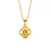 Collar de Oro de Arena Vietnamita para Mujer Imitación Oro Trébol de Cuatro Hojas Gato Giratorio Ojo de Gato Colgante Lujo Ligero Duradero Joyería Chapada en Oro de Cobre