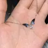 Collar de Mariposa de Hielo Soñadora Estilo Mismo que Xiaohongshu para Mujer estilo Cool Nicho ins Cadena para Clavícula con Degradado Azul-Morado Regalo