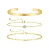 Pulsera de moda transfronteriza con incrustación de circonita individual, cadena de perlas de mijo de acero inoxidable, pulsera brillante, pulsera de tres piezas, venta al por mayor