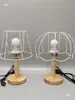 Kit de Materiales DIY para Set de Lámpara de Mesa Tejida Hecha a Mano, Lámpara de Madera Maciza, Marco de Hierro Metálico, Accesorios para Base de Lámpara de Mesa de Cuadrícula de Abuela