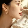 Pendientes de Aleación de Doble Aro Europeos y Americanos para Mujer, Temperamento de Moda, Celebridad de Internet, Ins, Pendientes de Acero Inoxidable de Color Sólido, Adornos para Orejas