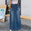 Saia Jeans Versátil Vintage para Mulheres, Nova Saia Midi de Cintura Alta Petite Desfiada Linha A Primavera 2026