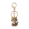 Llavero de gato de dibujos animados lindo transfronterizo, llavero de aleación de gatito pintado, colgante de llave de decoración de mochila creativa