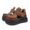Zapatos de Plataforma 2025 Primavera Nuevos Zapatos de Mujer de Guangzhou Piel de Vaca Completa Retro Piel Genuina Zapatos de Aumento de Altura de Gama Alta Zapatos de Una Sola Capa Huecos