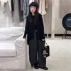 Conjunto de colete, blusa básica e calça para meninas de outono, novas roupas infantis, suéter de menina, conjunto de três peças com colete