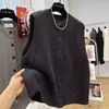 Novo Colete de Tricô de Lã Pura Feminino para o Início do Outono, Cardigã Sem Mangas, Gola Redonda, Colete Slimming Retro de Botão Único