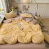 Nuevo juego de cuatro piezas jacquard teñido en hilo de alto peso, estilo simple y fresco, ropa de cama estilo princesa de lujo ligero