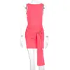 Roupas Femininas Estilo Europeu e Americano 2025 Verão Novo Gola Redonda Sem Mangas Fita Sexy Costas Nuas Saia Bodycon Vestido Americano