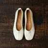Zapatos simples de cuero suave para mujer, nuevos, versátiles y cómodos para ir al trabajo, zapatos de abuela de punta fina, bailarinas retro francesas