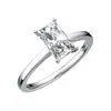 Anillo de Cuatro Garras Diamante Rectangular 1Ct Un Quilate Chapado en Oro de 18K Moissanita Anillo de Plata S925 Para Mujer Venta al por mayor Transfronteriza