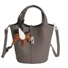 Bolso de Cubo Versátil de Cuero Granulado Clásico, Diseño de Nicho, Bolso Cruzado Elegante y Moderno para Mujer, Lujo Ligero