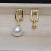 Aretes barrocos plata S925 mujer 4458 aretes 8-13 Perla soporte vacío cuenta deformada AB joyería accesorios diy