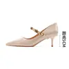 588-8 Salto Alto Stiletto Sexy Bico Fino, Boca Rasa Feminina Sapatos Profissionais para Trabalho, Deslocamento, Trabalho, Madrinha para Mulheres