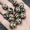 Dientes de Tigre Doble Cuentas Dzi Cuentas de Manzana Jade Suelto Ágata Negra y Blanca Passepartout Pulsera Collar DIY Accesorios de Joyería Cuentas