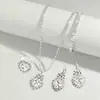 Suprimento do Fabricante Europeu e Americano Popular Cruzado Gota d'Água Coração Formato Joias Conjunto de Três Peças Colar Brincos Anel Pingente de Diamante
