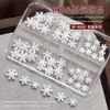Joias para Nail Art Floco de Neve Branco Decoração de Natal Árvore de Natal de Pérola Joias de Resina para Unhas Pequenos Acessórios Caixa com 6 Compartimentos
